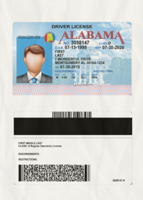 Alabama Drivers License Template V2