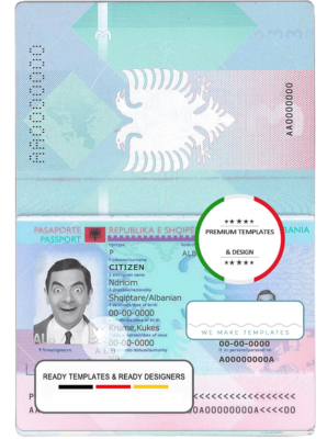 Albania passport template in PSD format