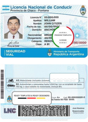 Argentina driving license template in PSD format, fully editable