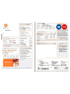 Australia Alinta Energy electricity utility bill template in Word and PDF format, 2 pages