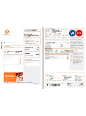 Australia Alinta gas utility bill template in Word and PDF format, 2 pages