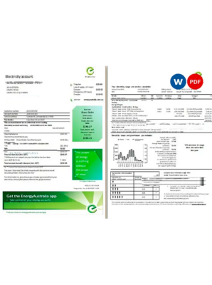 Australia Energy Australia electricity utility bill template in Word and PDF format, 3 pages