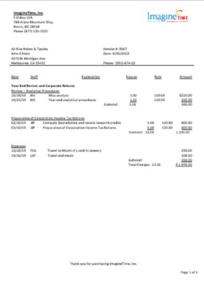 Australia Imagine Time utility bill template in Word and PDF format