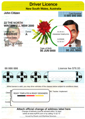 Australia New South Wales driver license template in PSD format, fully editable