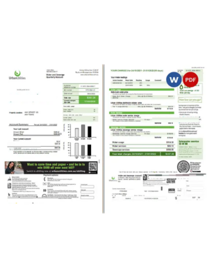 Australia Urban Utilities .doc and .pdf utility bill template