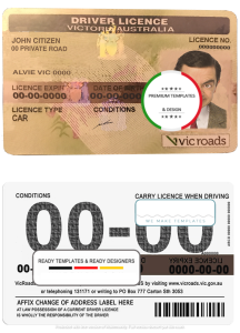 Australia Victoria state driving license template in PSD format, fully editable, with all fonts