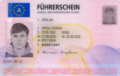 AUSTRIA driving license template in PSD format, 2013 – present