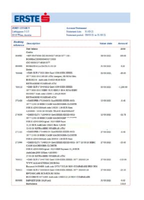 Austria Erste Group bank statement easy to fill template in Excel and PDF format