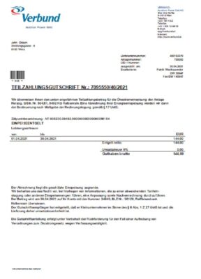 Austria Verbund Austrian Power Grid utility bill template in Word and PDF format