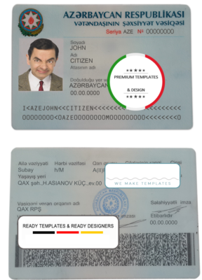 Azerbaijan driver license template in PSD format, fully editable, with all fonts