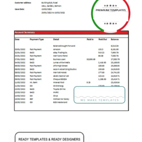 Bahrain Eskan bank statement template in Excel and PDF format