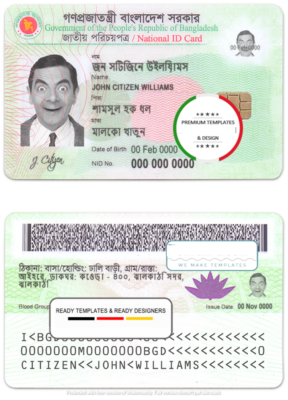 Bangladesh ID template in PSD format, fully editable