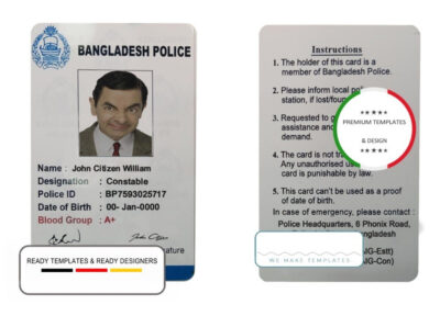 Bangladesh police ID template in PSD format, completely editable