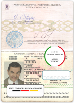 Belarus passport template in PSD format