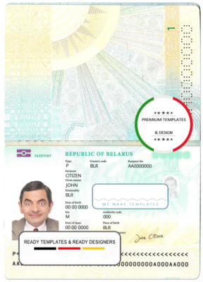 Belarus passport template in PSD format, fully editable (2020 – present)