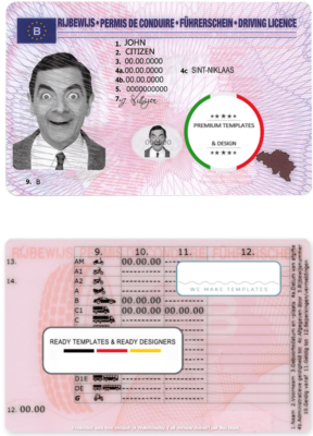 Belgium driving license template in PSD format