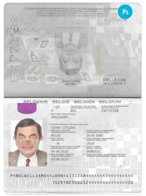 BELGIUM passport PSD template, with fonts, version 2