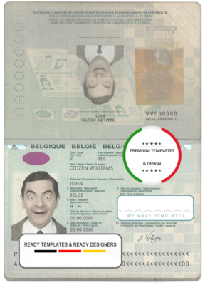 Belgium passport template in PSD format