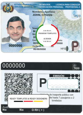 Bolivia driving license template in PSD format, fully editable (2017 – present)