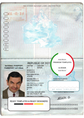 Botswana passport template in PSD format, fully editable