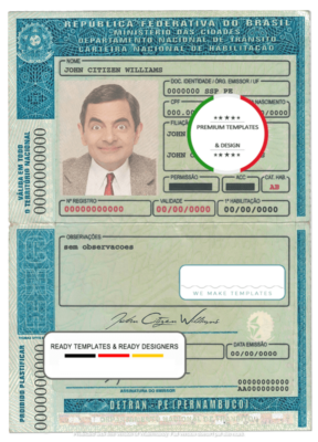 Brazil (Detran-Pe, Pernambuco) driving license template in PSD format