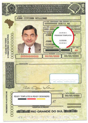 Brazil (Rio Grande do Sul) driving license template in PSD format