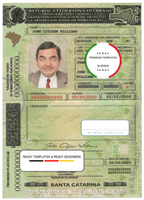 Brazil (Santa Catarina) driving license template in PSD format