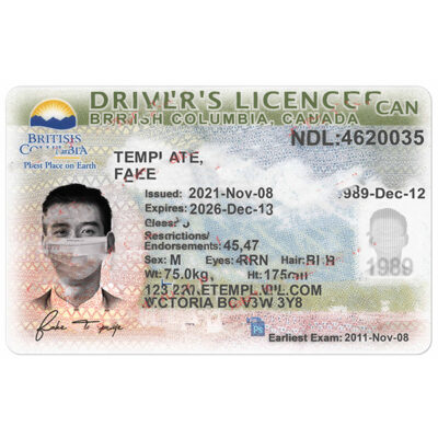 British Columbia Driver License Template V2