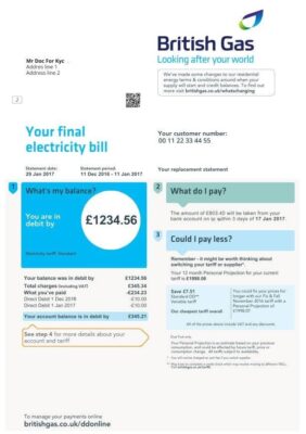 British Gas Bill Template Psd: Fake British Gas Bill Template