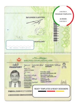 Brunei passport template in PSD format, fully editable