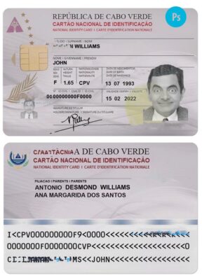 Cabo Verde identity card PSD template, with fonts