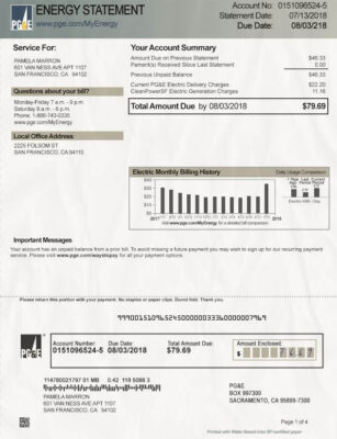 California Utility Bill Template: California Proof of Address Template