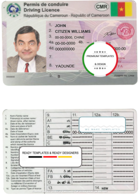 Cameroon driving license template in PSD format, fully editable