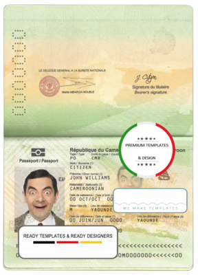 Cameroon passport template in PSD format