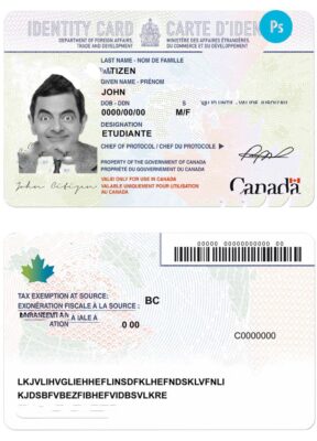 Canada identity card template in PSD format, fully editable NEW 2022