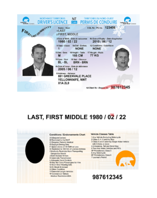 Canada NWT Driver License Psd Template