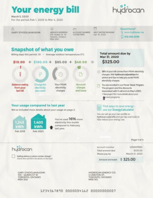 Canada Ontario Utility Bill Psd Template : Canada Ontario Proof of address Psd Template