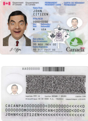 Canada Permanent resident card template in PSD format, fully editable