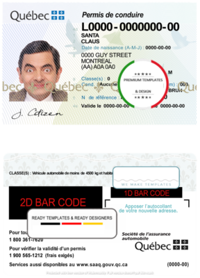 Canada Quebec driving license template in PSD format