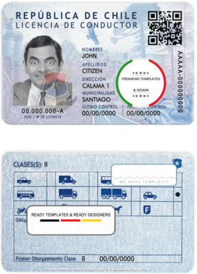 Chile driving license template in PSD format, fully editable, with all fonts