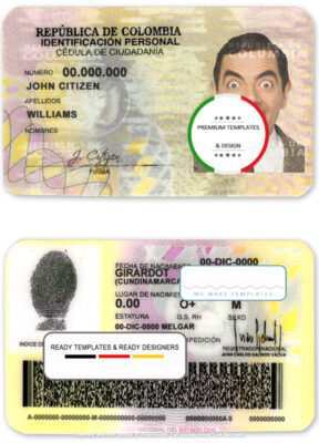 Colombia ID template in PSD format, fully editable (2010 – 2020)