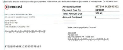 Comcast Payment Stub Psd Template: Comcast Pay Stub Proof of address