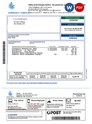 # compact circle universal multipurpose utility bill, Word and PDF template