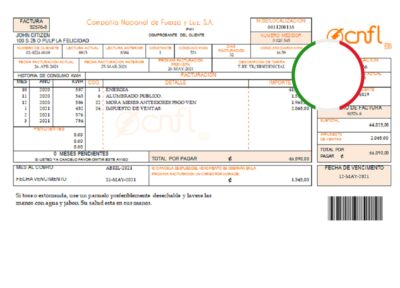 Costa Rica Compañía Nacional de Fuerza y Luz, S.A. (CNFL) utility bill template in Word and PDF format