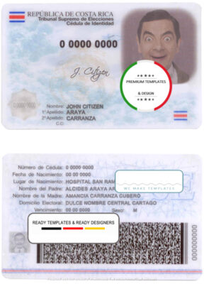 Costa Rica ID template in PSD format OLD