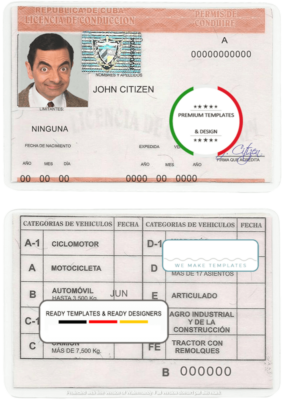 Cuba driving license template in PSD format