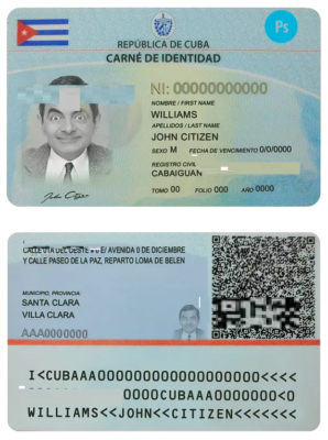 Cuba ID card PSD template, completely editable