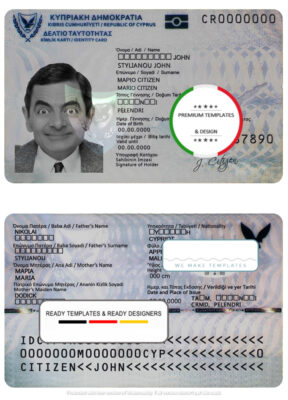 Cyprus ID template in PSD format, fully editable