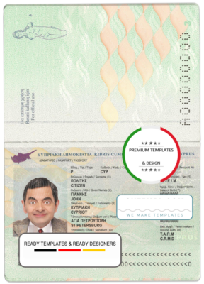 Cyprus passport template in PSD format