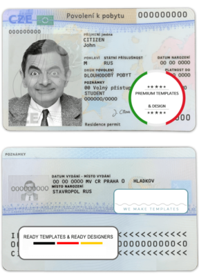 Czech driving license template in PSD format, fully editable (scan + photo look PSD files)